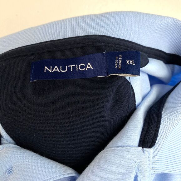 Nautica Mens Polo Shirt XXL Light Blue Knit Short Sleeves Golf Sports Casual - Picture 10 of 11